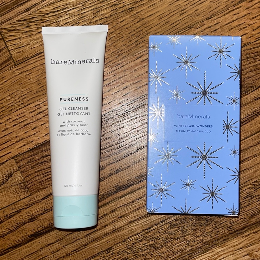 NIB 2 BareMinerals Maximist Black Mascara + Pureness Gel Cleanser - Never Used!
